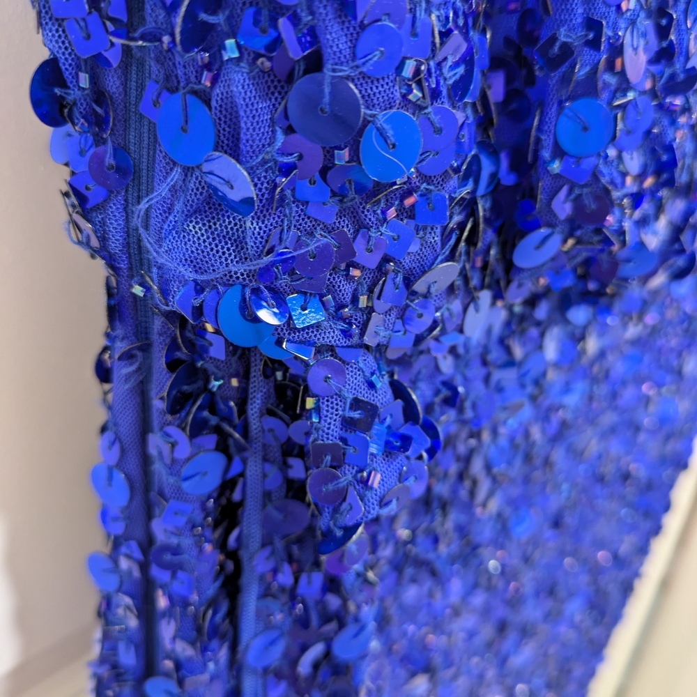 Cache Vibrant Blue Sequin One-Shoulder Dress - Picture 6 of 6
